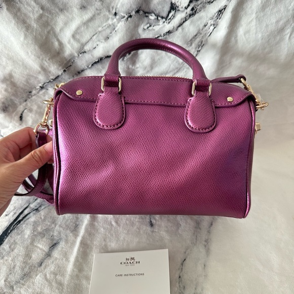 Coach baby Bennett Satchel Crossgrain Leather New without tag metallic pink - Picture 13 of 13
